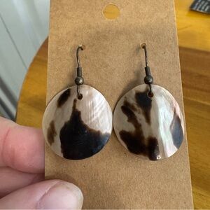 Tortoise shell color dangle‎ pierced earrings